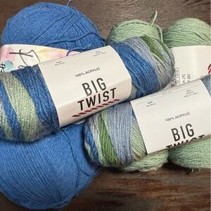 Big Twist Blue & Green Acrylic Yarn - Blanket Bundle